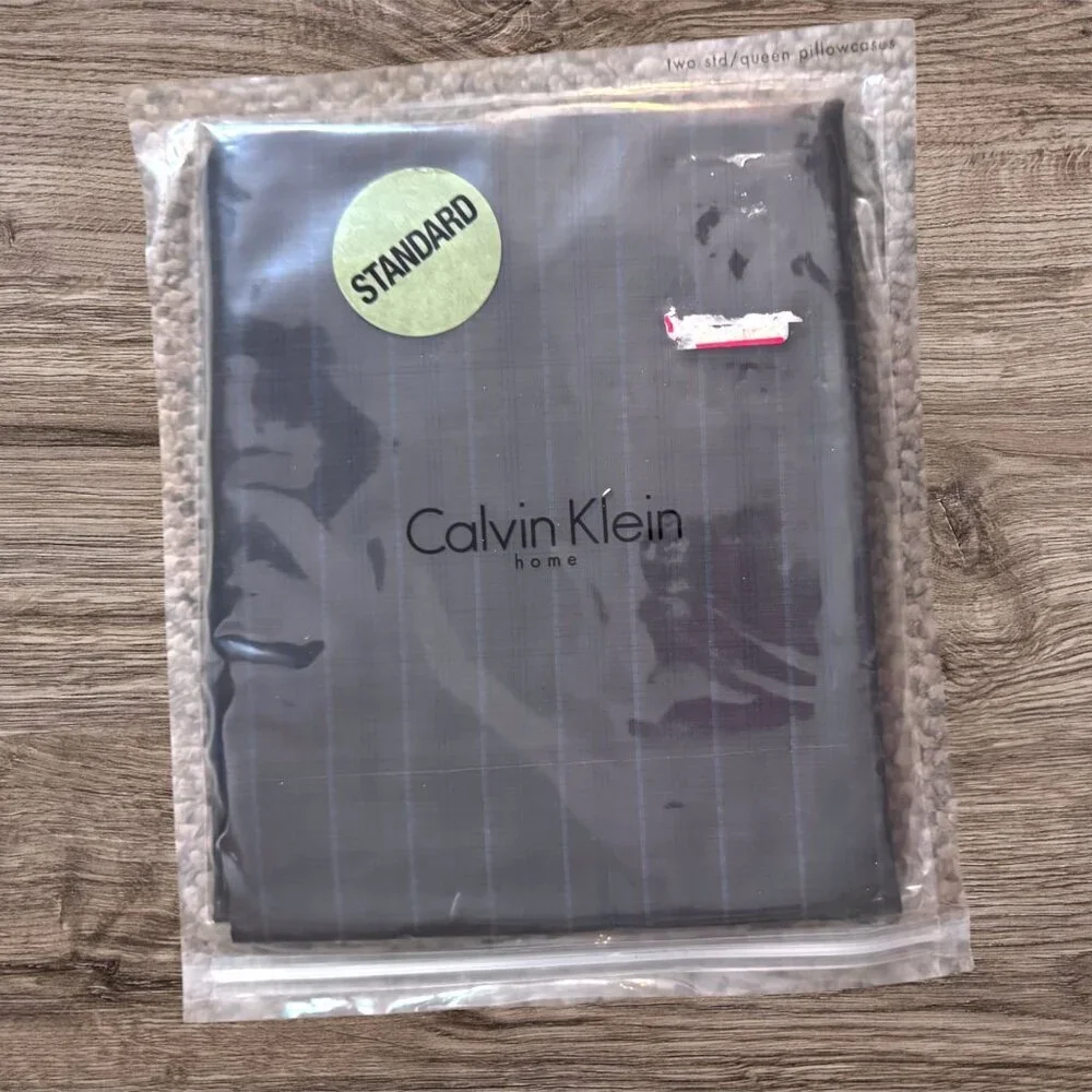 Calvin Klein Home Jasper Stripe Pillowcases Brown Blue Gray Pinstripe 2 Standard